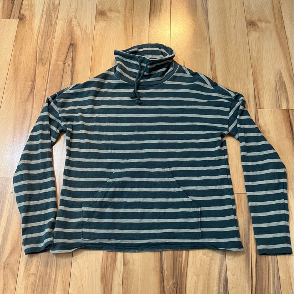 Carve Designs Bodie Funnel Neck Women's Sweatshirt Blue Stripe Size XS